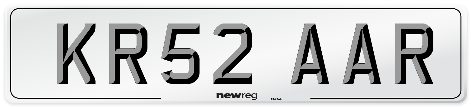 KR52 AAR Number Plate from New Reg